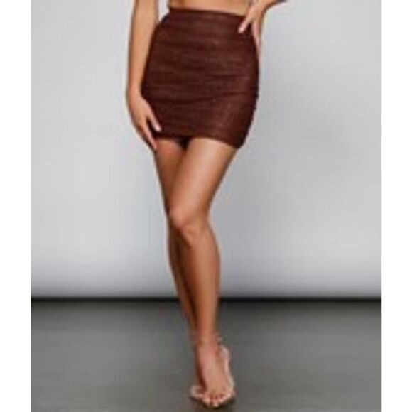 Women's Windsor Go For The Glow Glitter Mini Skirt Size Small - Picture 3 of 15